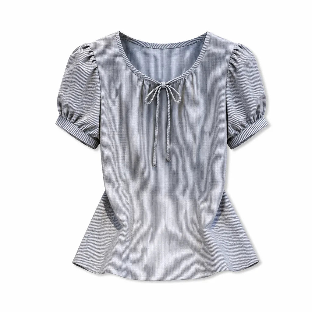 Parris Lace-Up T-Shirt - Color:Light Gray;Size:S