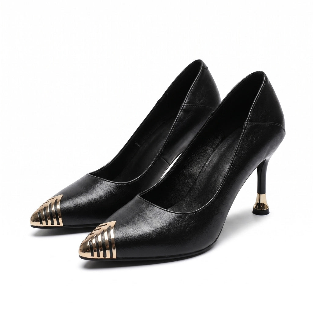 Patricia Vance Pointed Pumps - Color:Black 7cm;Size:35