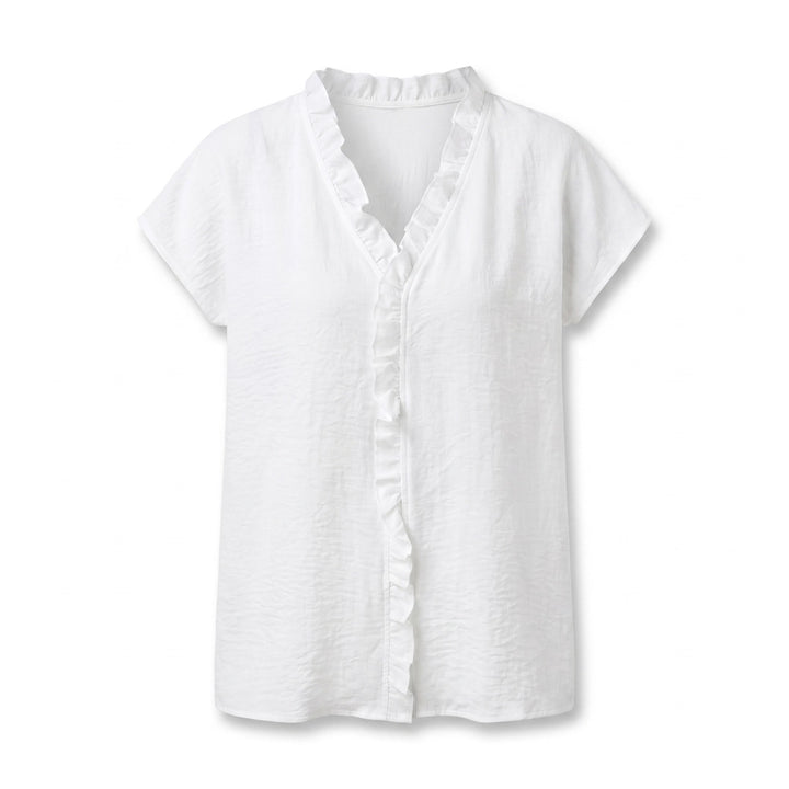 Pearl V-Neck Top - Color:White;Size:XS