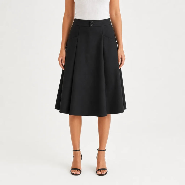 Women's Black Kilmer High Waist Midi Skirt