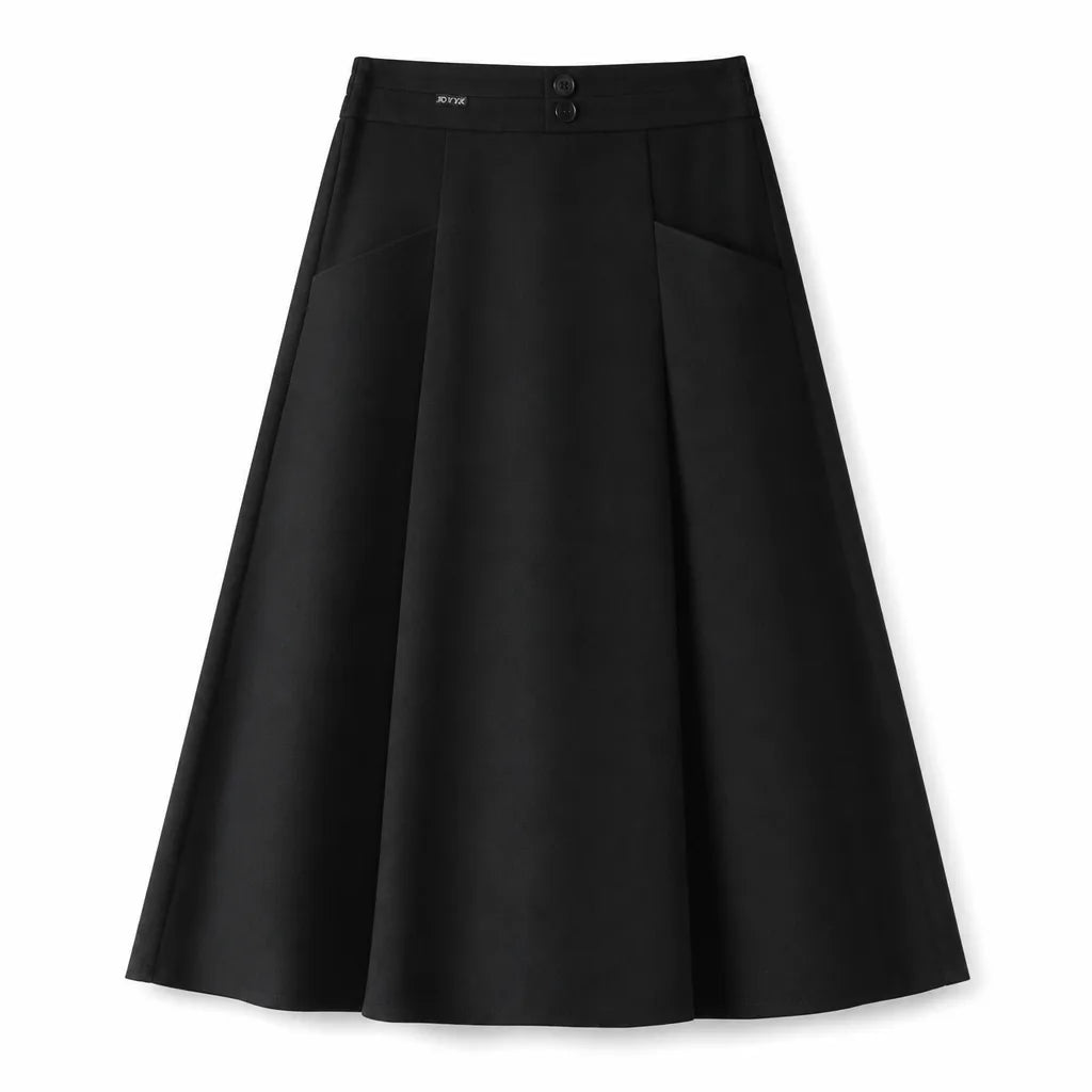Penelope High Waist Midi Skirt - Color:Black;Size:M