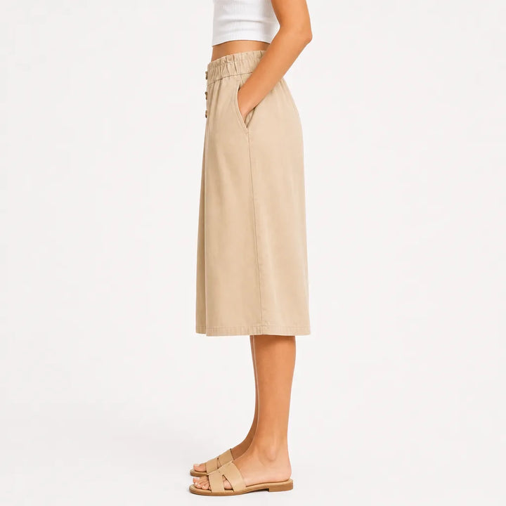 Women's Beige Stein Wide-Leg Shorts