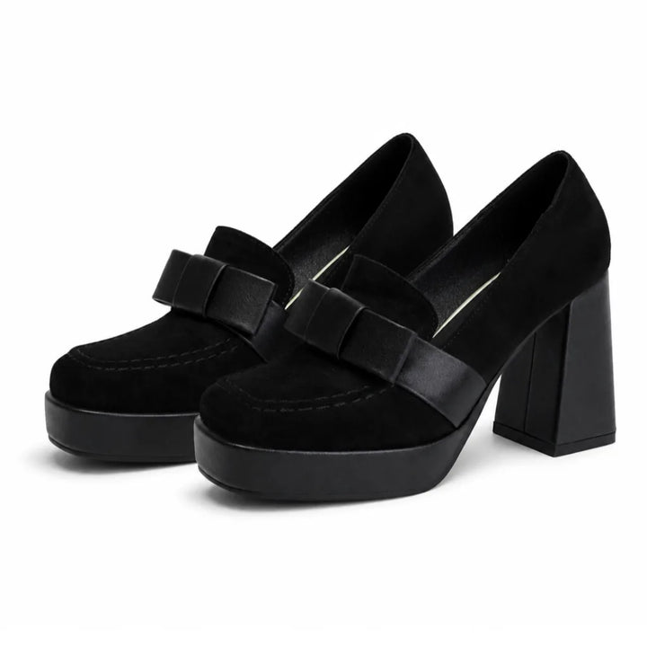 Phoebe Bow Platform Heels - Color:Black;Size:35