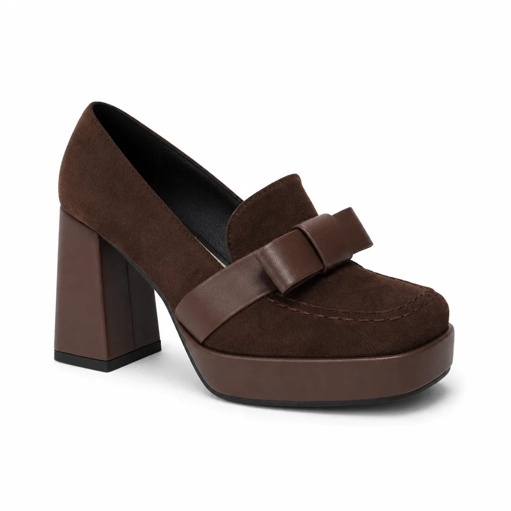 Women's Brown Palmer Bow Platform Heels
