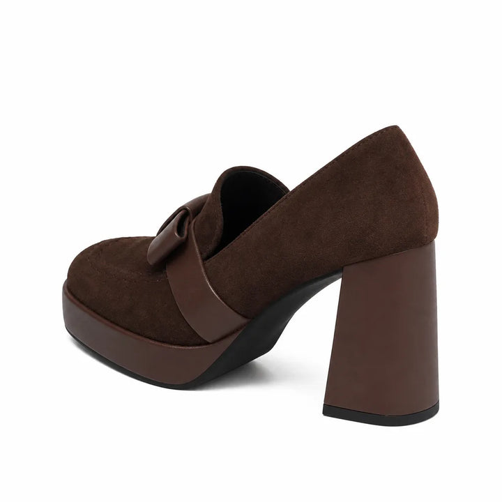Women's Brown Palmer Bow Platform Heels