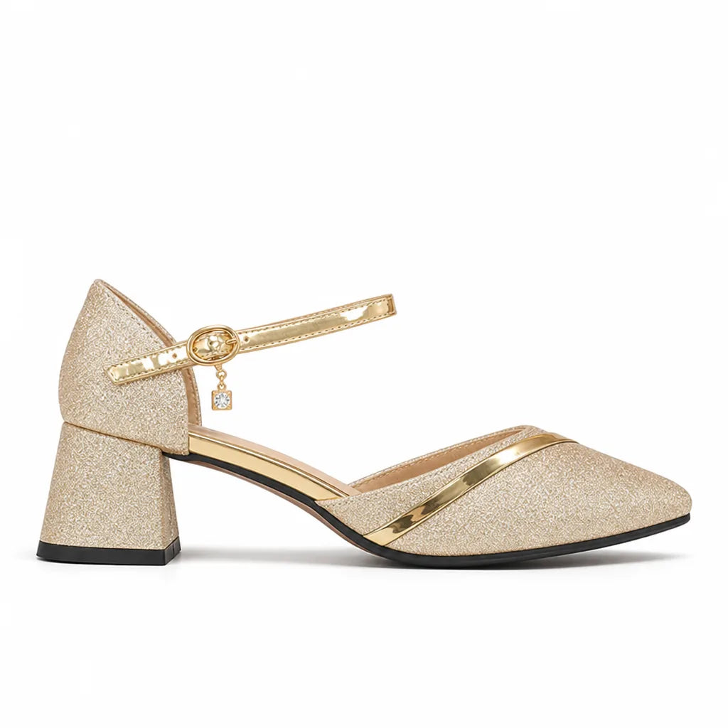 Women's Gold Priscilla Block Heel Sandals