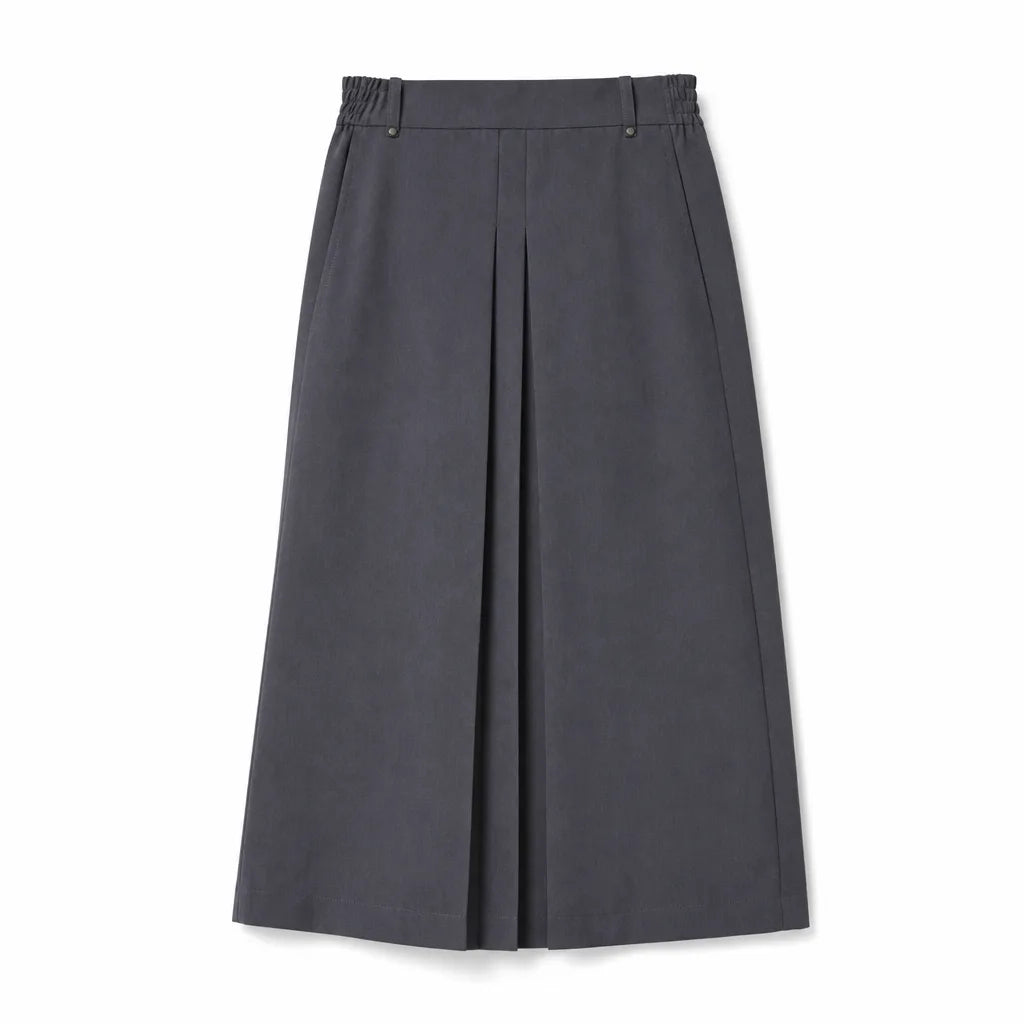 Priscilla Pleated Midi Skirt - Color:Gray;Size:XS