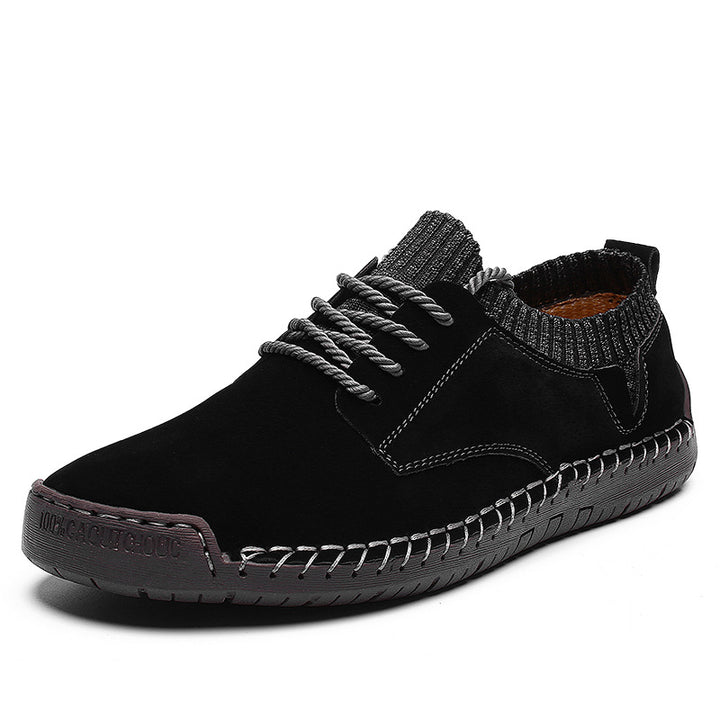 Leather Work Shoes with Contrast Stitching and Sock Collar