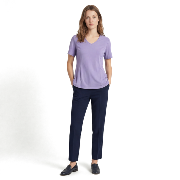 Purple Avery Cotton V-Neck Top 2