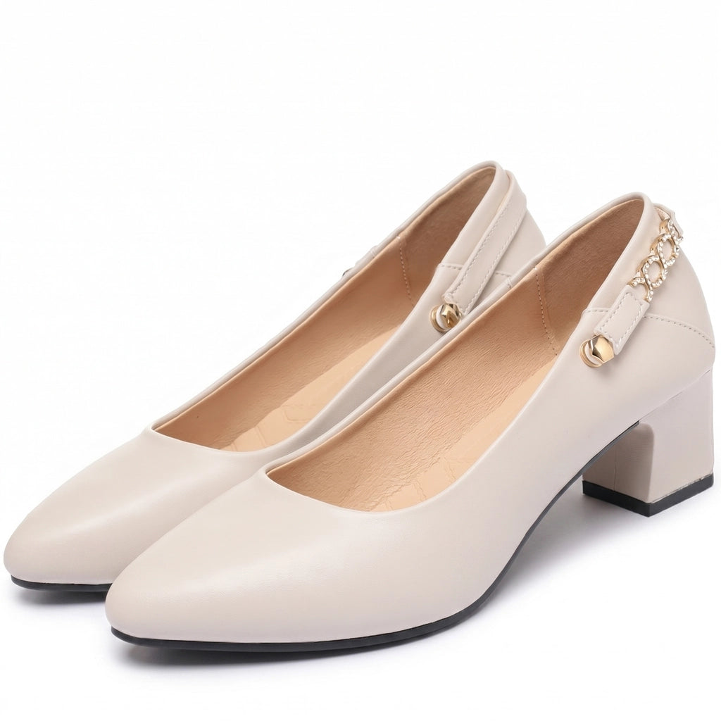 Rachel Miller Block Heels - Color:Cream;Size:35
