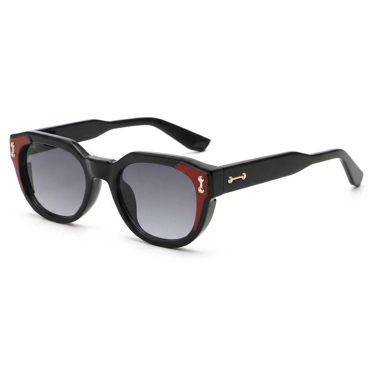 Rafferty Navigator Frame Shades - Color:Clossy Black & Matte Red / Gradient Grey Lens