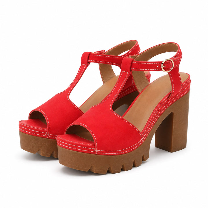 Scarlet Platform Sandals - Color:Red;Size:35