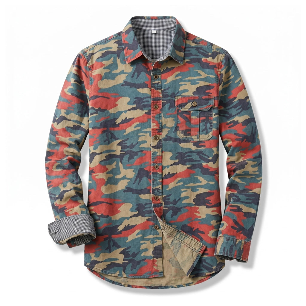 Adrian Camo Overshirt - Color:Red;Size:S