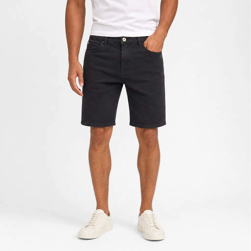 Men's Black Redford Straight Cotton Shorts
