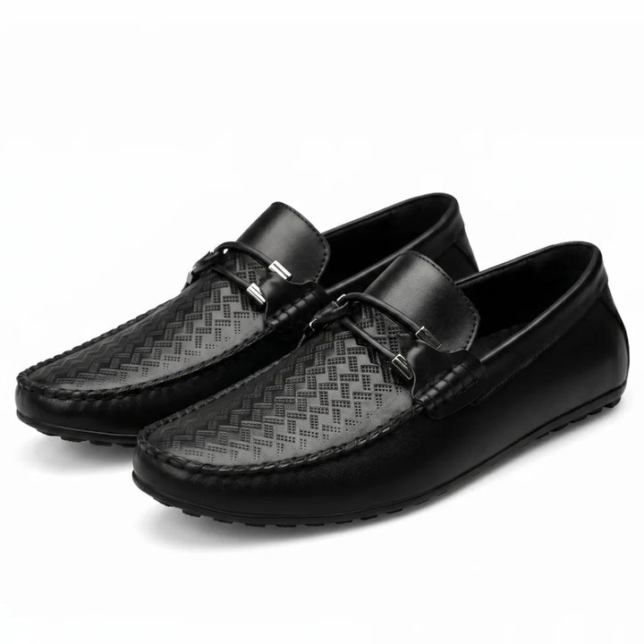 Rinaldo Italian Leather Loafers - Color:Black;Size:38
