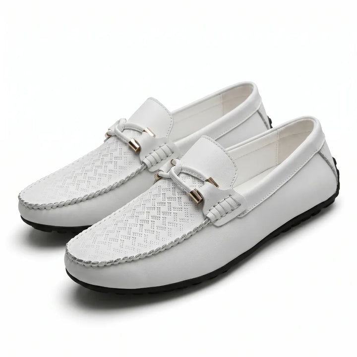 Rinaldo Italian Leather Loafers - Color:White;Size:38