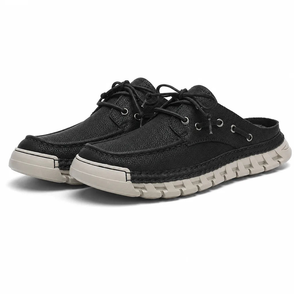 Rocco Leather Trail Slides - Color:Black;Size:38