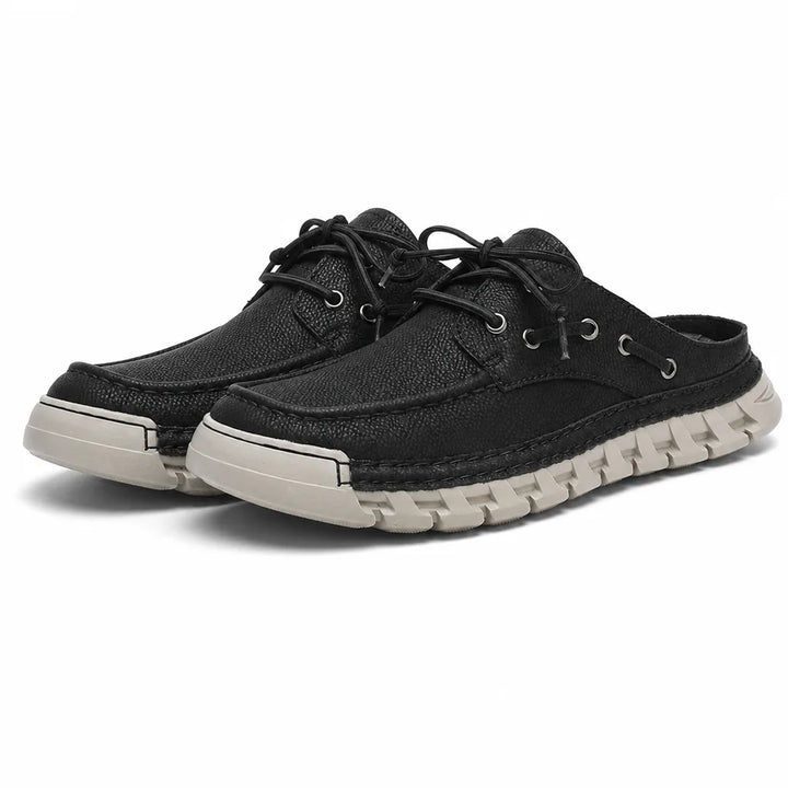Rocco Leather Trail Slides - Color:Black;Size:38