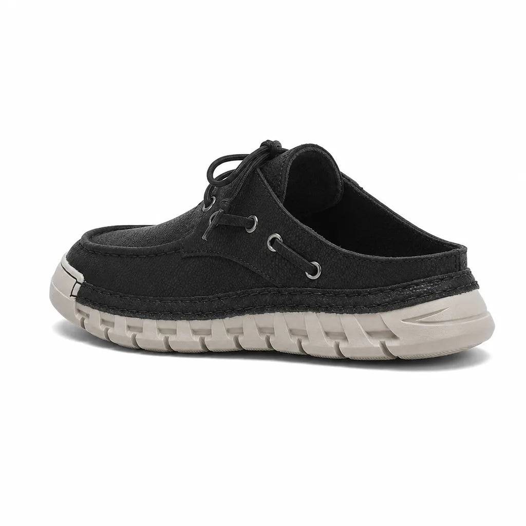 Men's Black Clifton Leather Mule Loafers