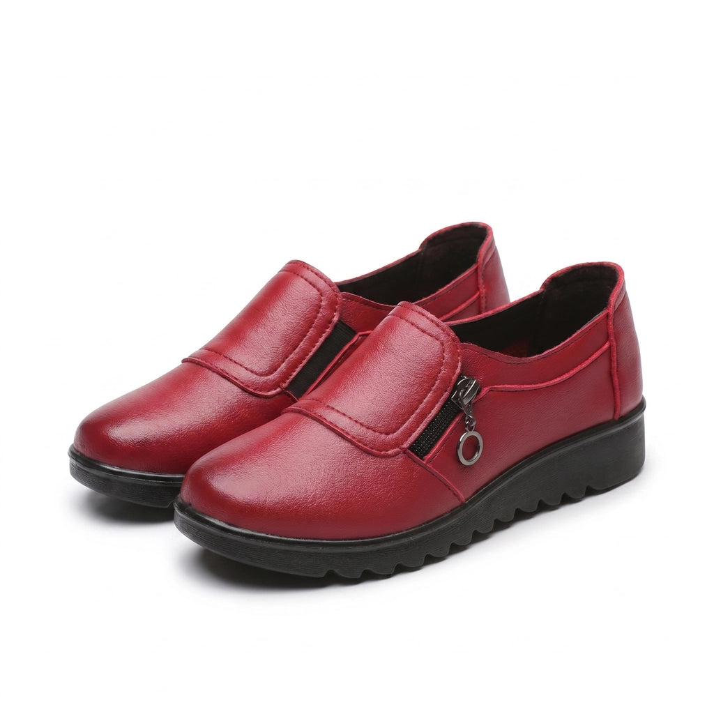 Rose Miller Wedge Loafers - Color:Red;Size:35