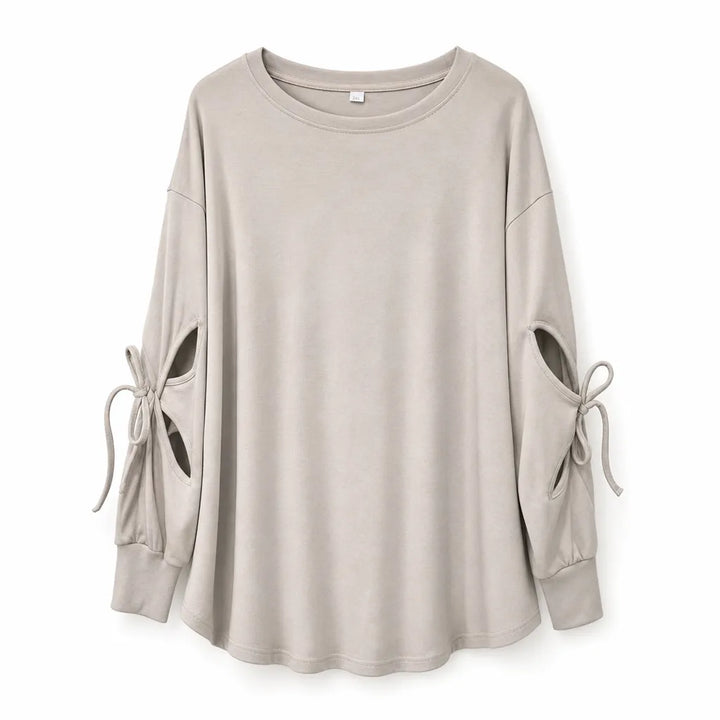Scarlett Bow Sleeve Blouse - Color:Beige;Size:XS