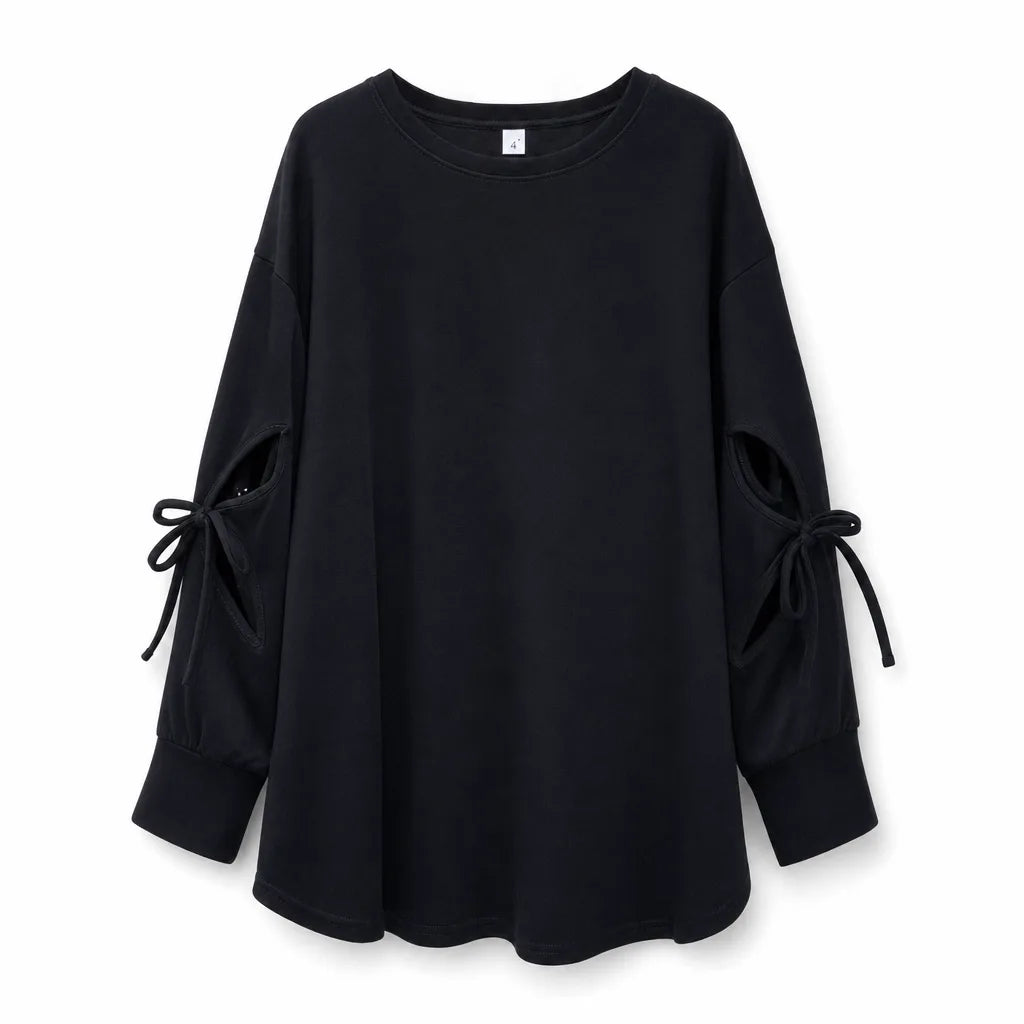 Scarlett Bow Sleeve Blouse - Color:Black;Size:XS