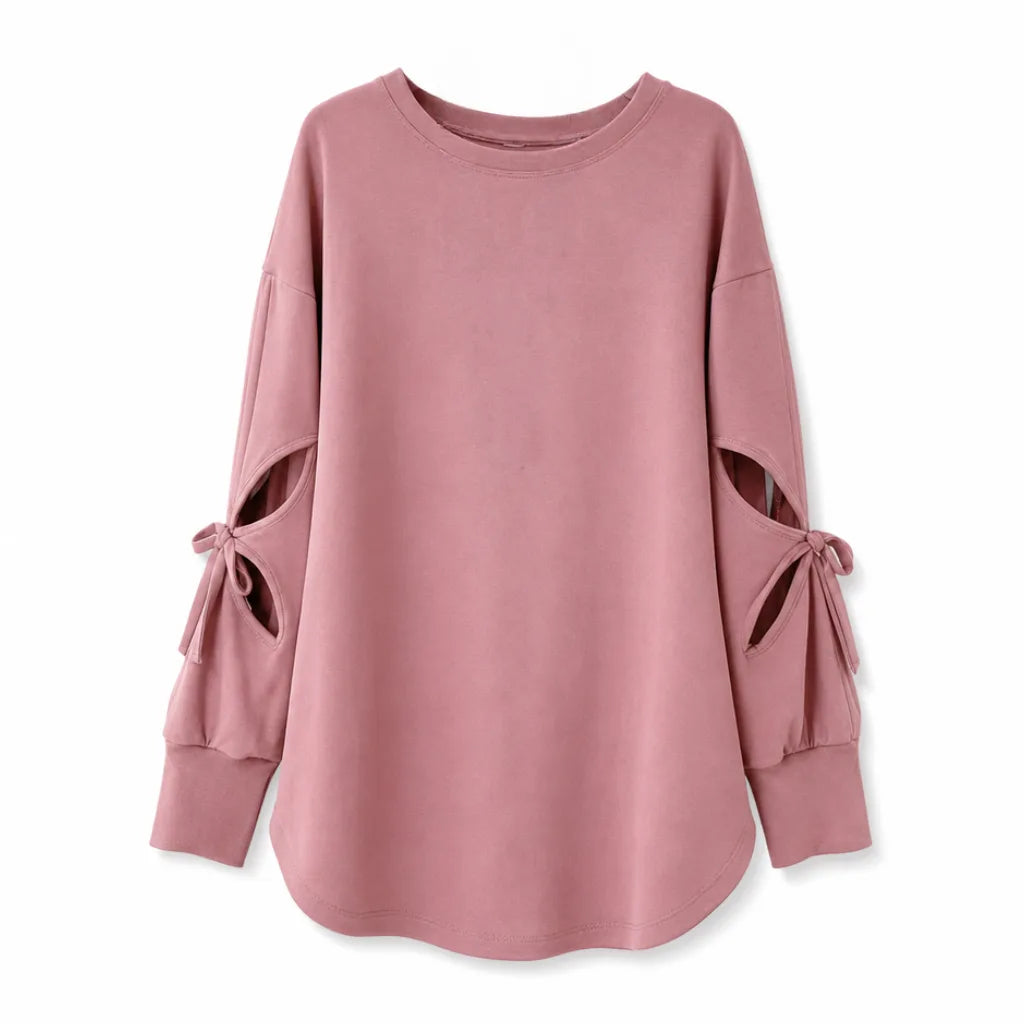 Scarlett Bow Sleeve Blouse - Color:Pink;Size:XS
