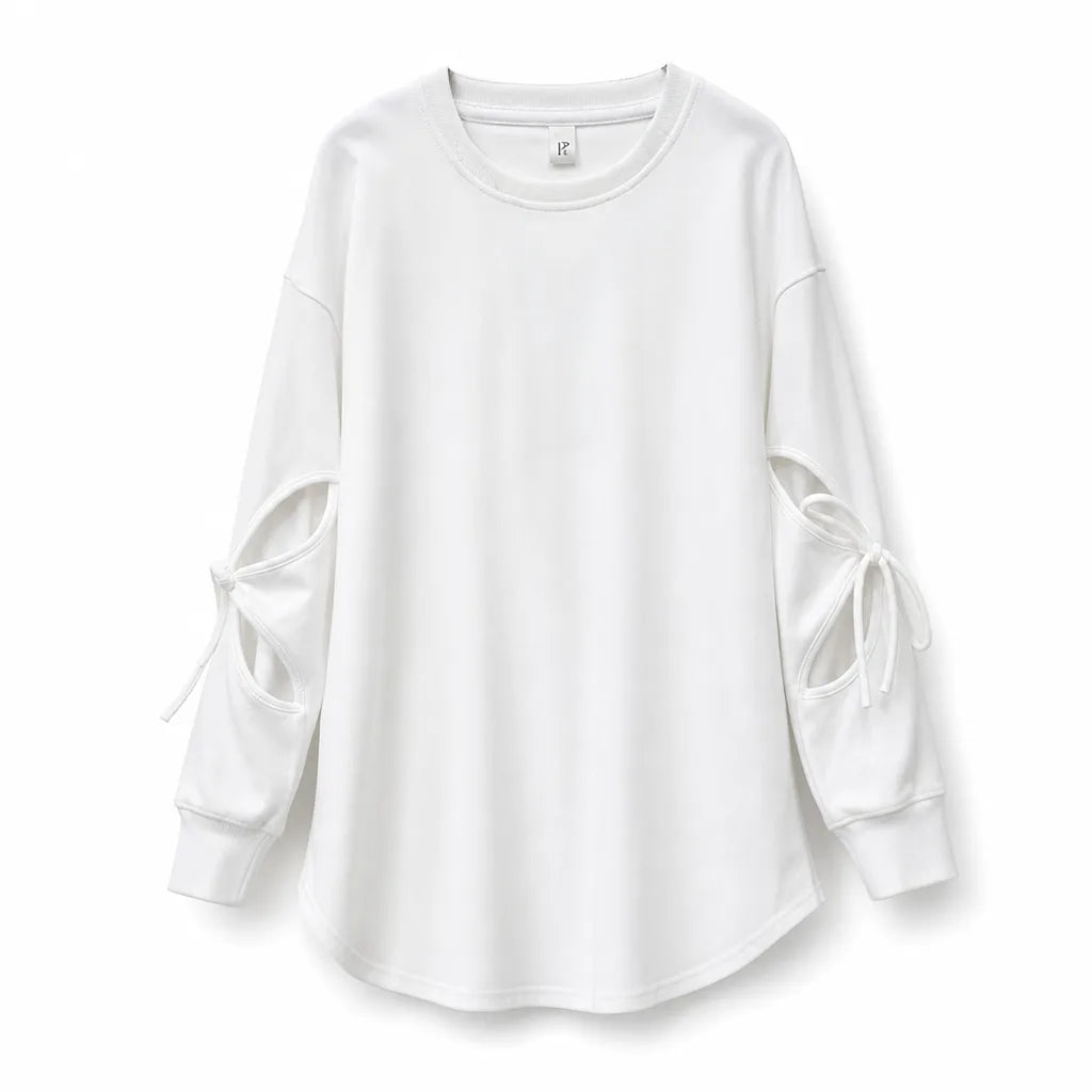 Scarlett Bow Sleeve Blouse - Color:White;Size:XS