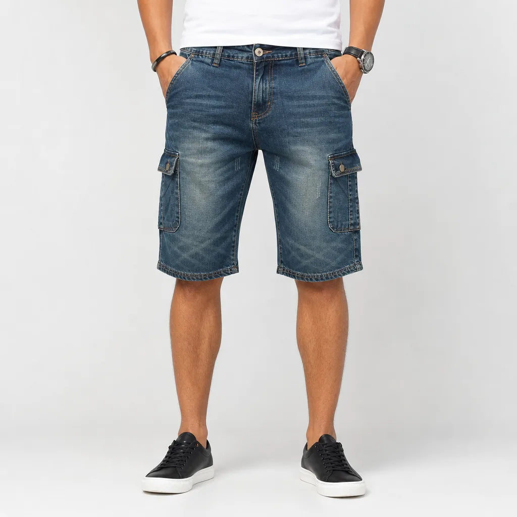 Men's Blue Constance Distressed Cargo Jeans