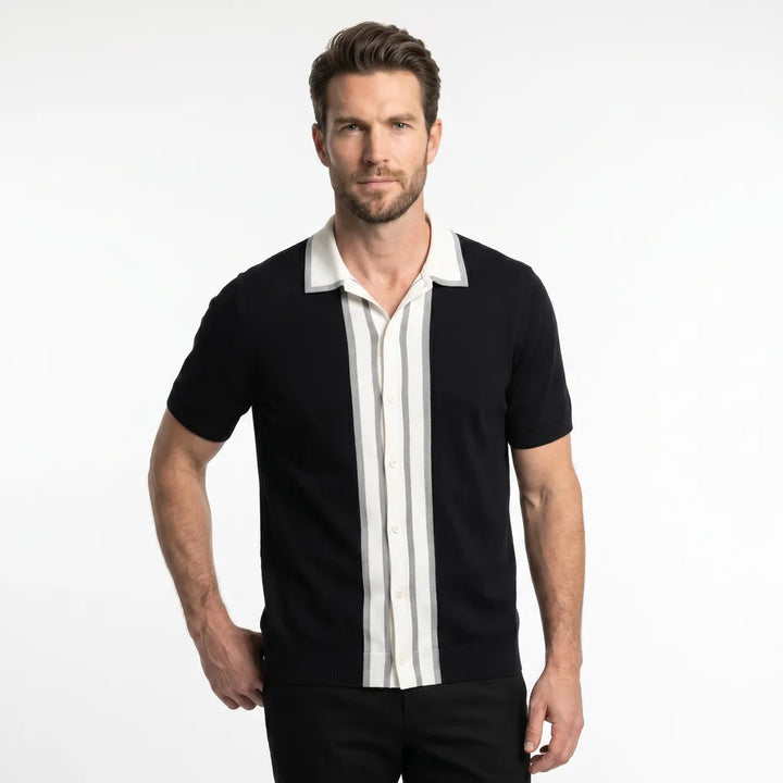 Black Louise Contrast Knit Polo 2