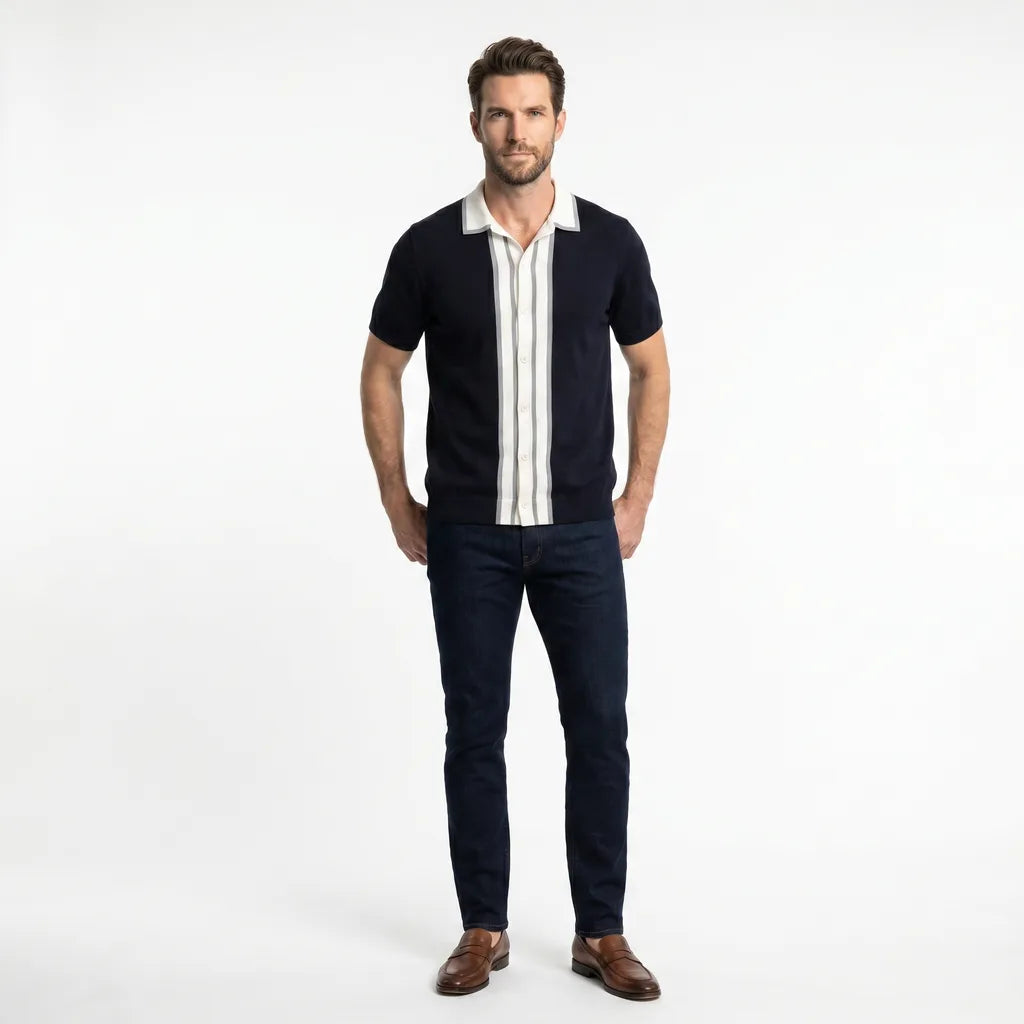 Black Louise Contrast Knit Polo 3