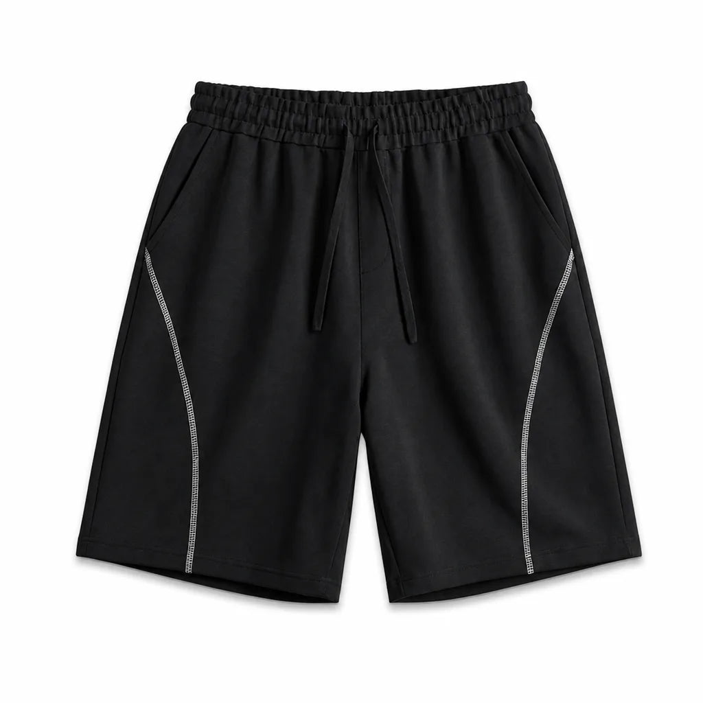 Sebastian Paneled Cotton Shorts - Color:Black;Size:S