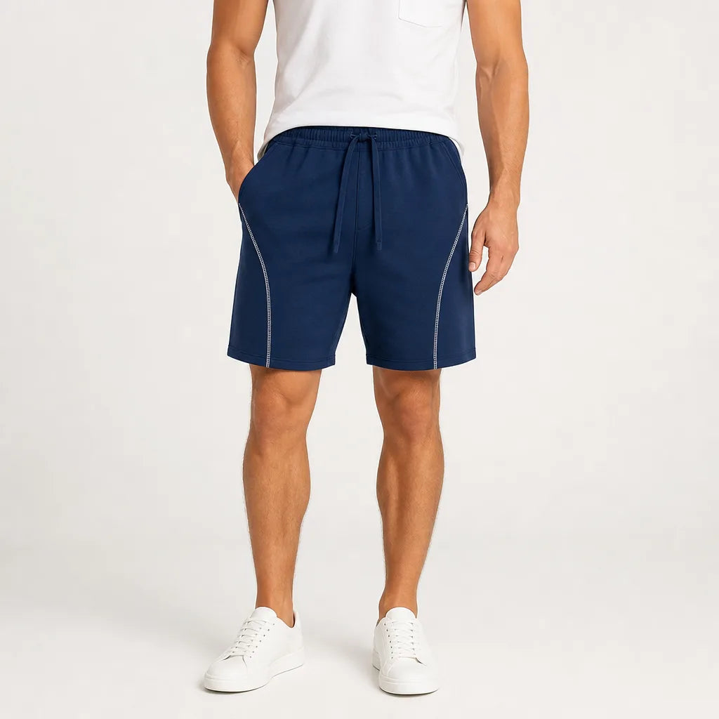 Men's Blue Orion Paneled Cotton Shorts