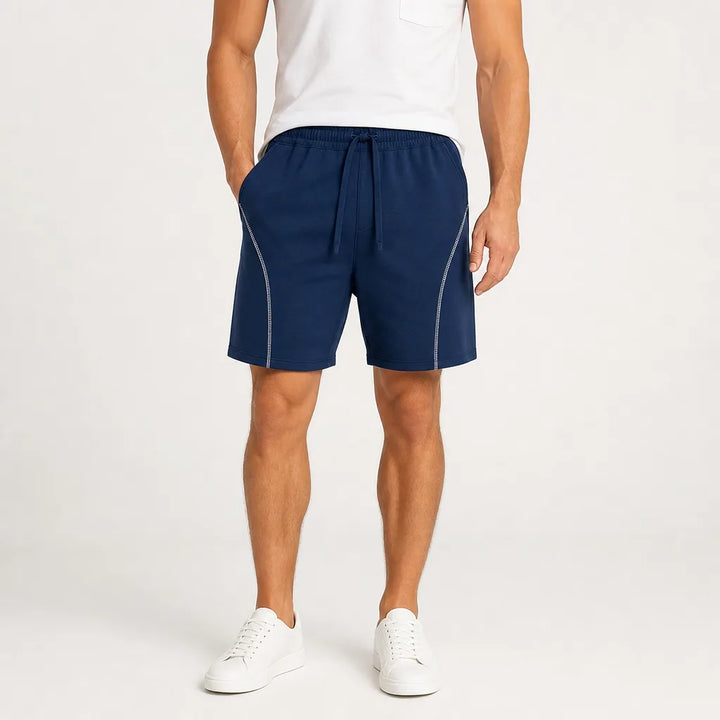 Men's Blue Orion Paneled Cotton Shorts