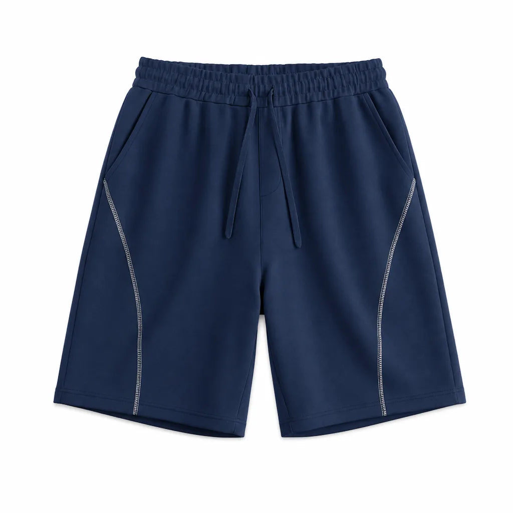 Sebastian Paneled Cotton Shorts - Color:Blue;Size:S