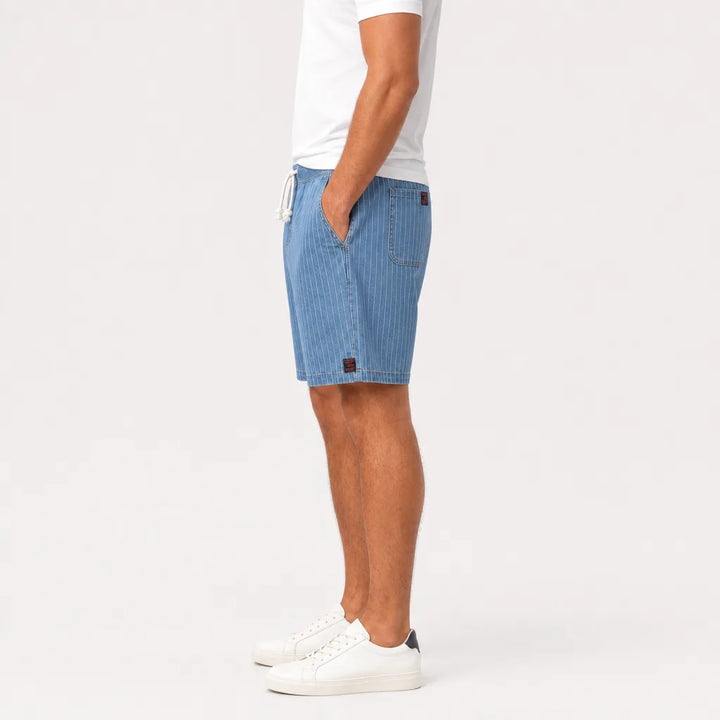 Men's Blue Sebastian Striped Denim Shorts