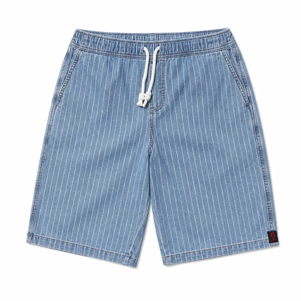 Sebastian Striped Denim Shorts - Color:Blue;Size:XS