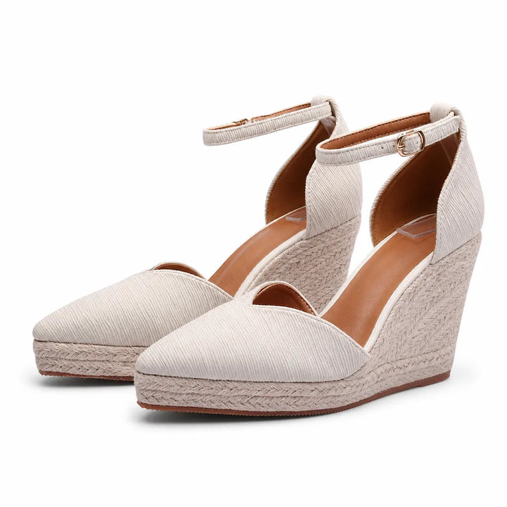Selena Pointed Wedge Heels  - Color:Beige;Size:35