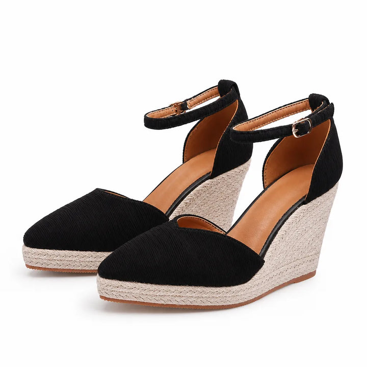 Selena Pointed Wedge Heels  - Color:Black;Size:35