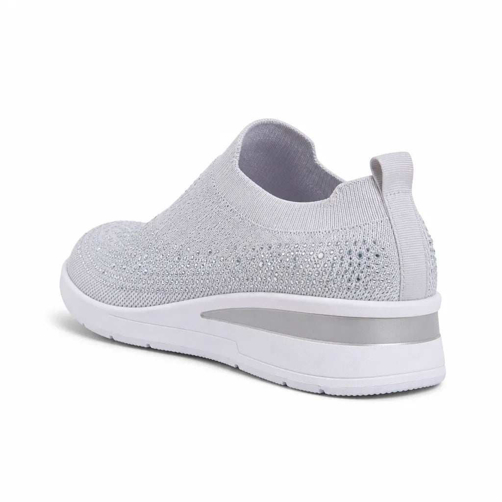 Women's Gray Laurent Rhinestone Sock Sneakers
