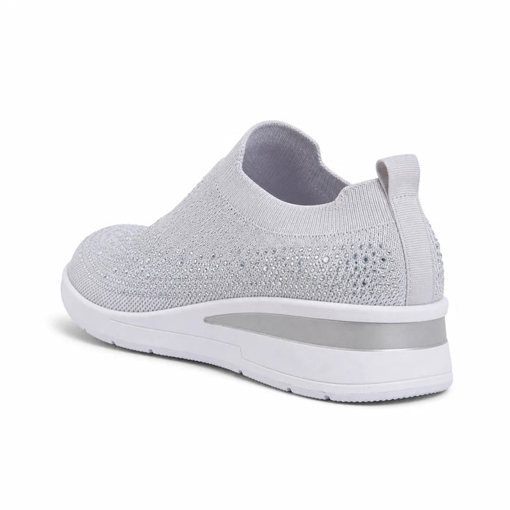 Women's Gray Laurent Rhinestone Sock Sneakers