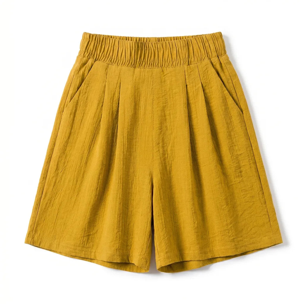 Selene Wide Leg Shorts - Color:Yellow;Size:M