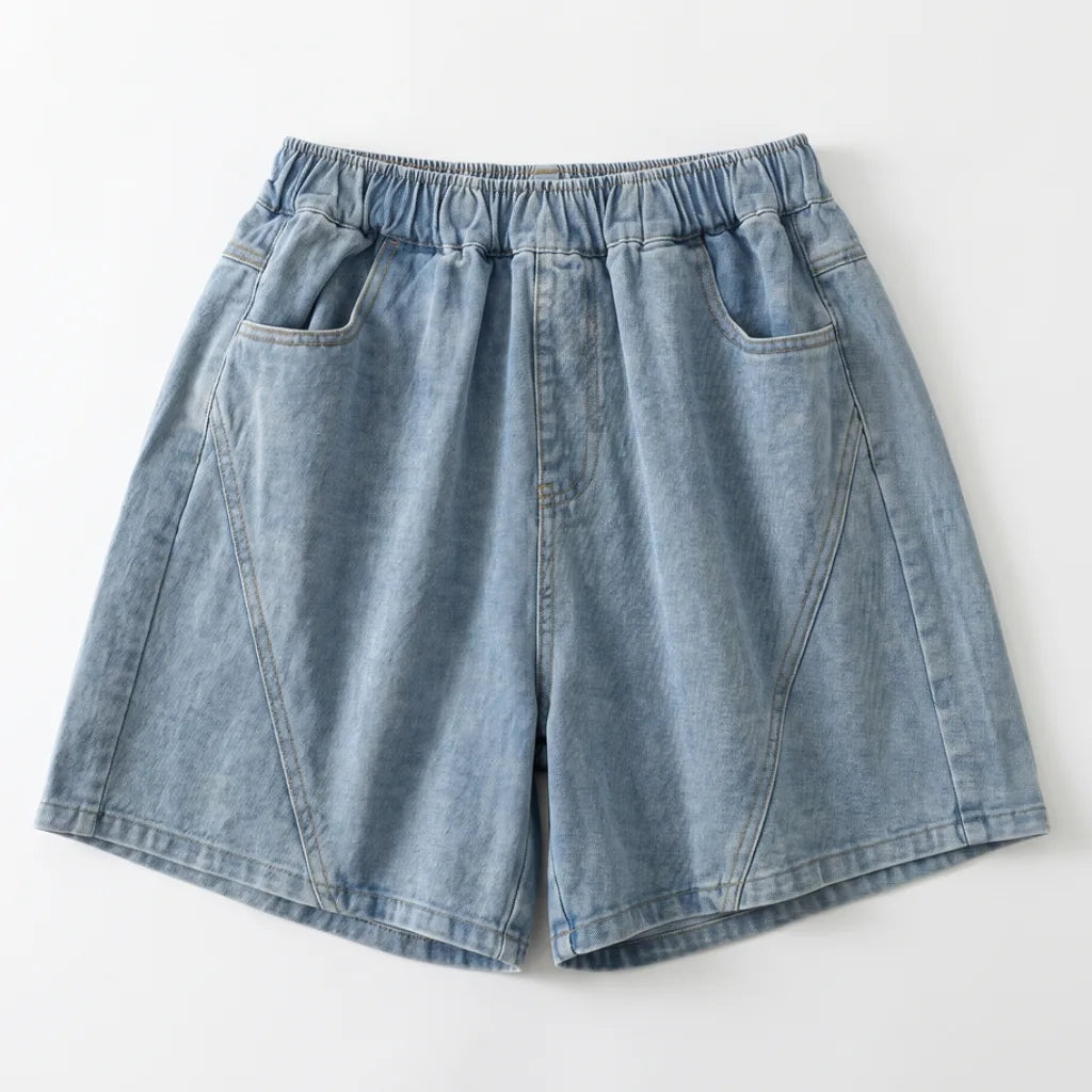 Sherry Cotton Shorts - Color:Light blue;Size:S