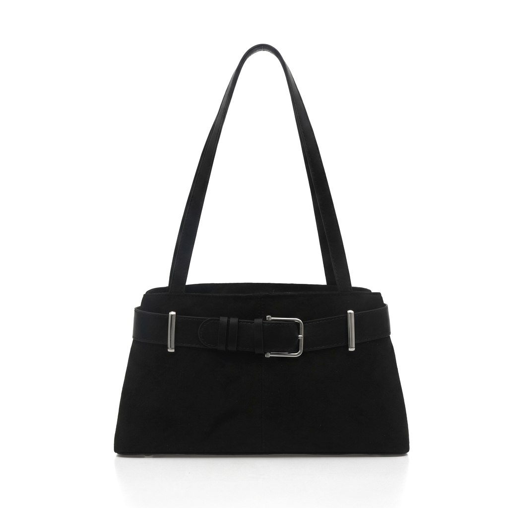 Sinclair Belted NY Designer Handbag - Color:Black