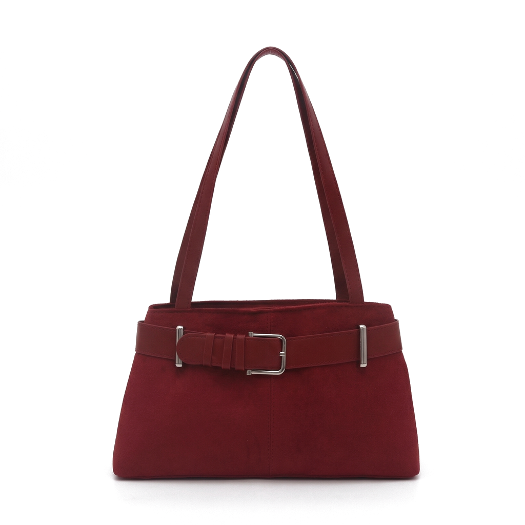 Sinclair Belted NY Designer Handbag - Color:Red