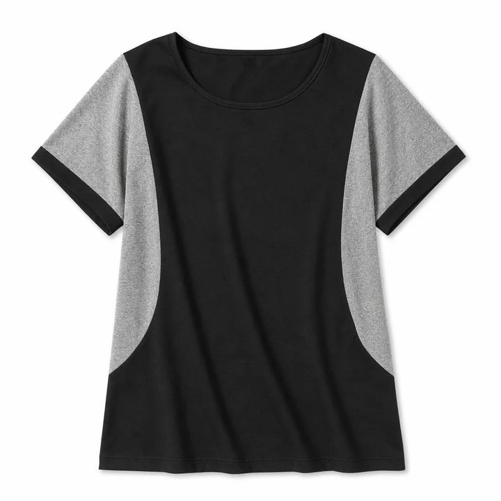 Sophia Cotton Crewneck T-Shirt - Color:Black/Grey;Size:S