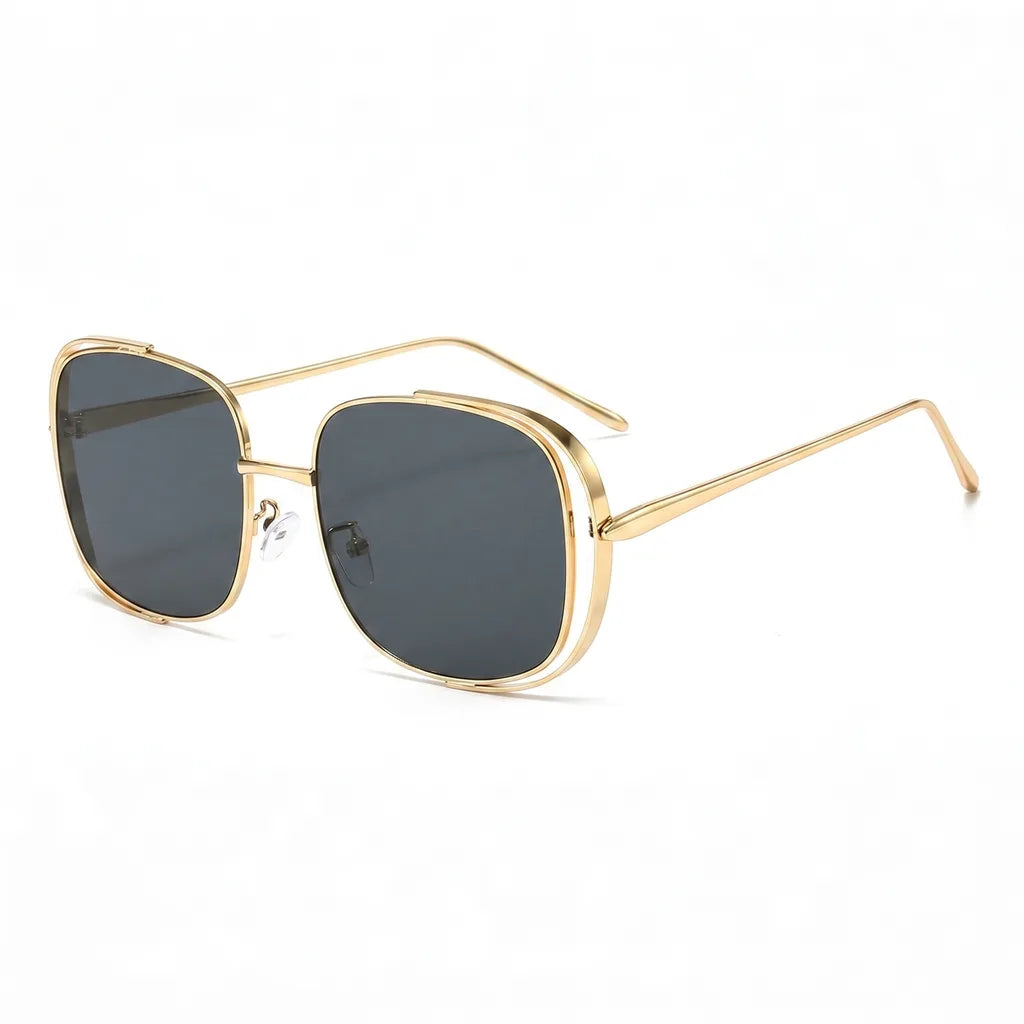 Stanhope Square Frame Shades - Color:Gold  Frame with Black Gray Lenses