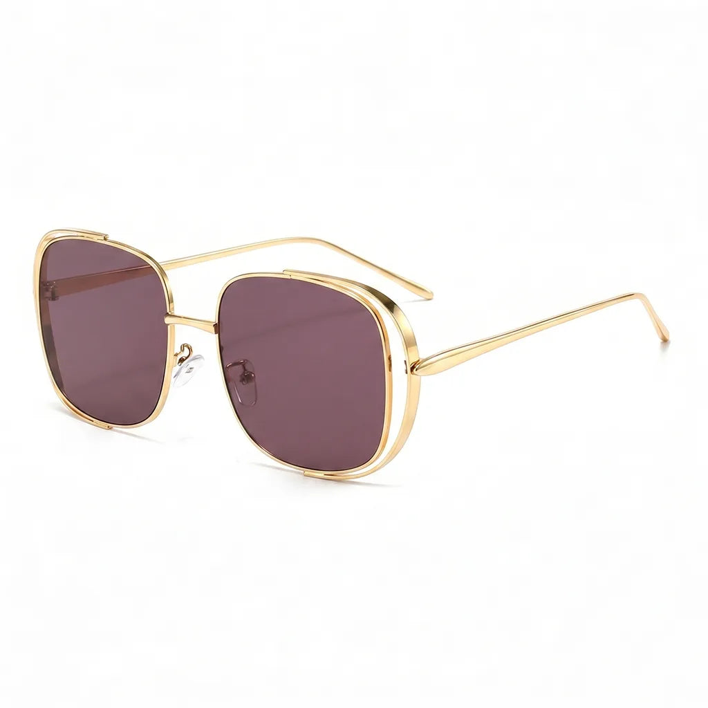 Stanhope Square Frame Shades - Color:Gold Frame with Red Lenses