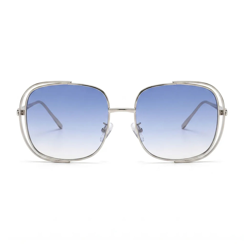 Women's C2 Silver Frame with Gradient Blue Lenses Stanhope Square Frame Shades