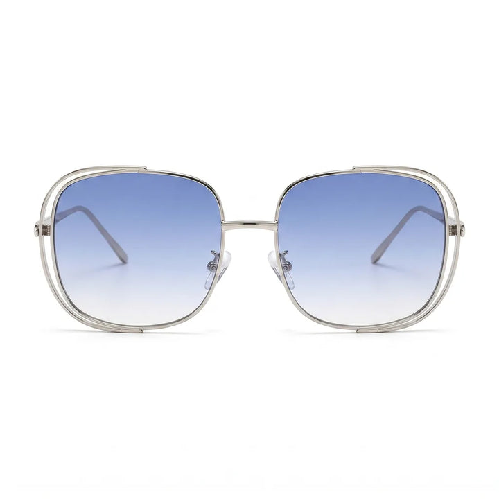 Women's C2 Silver Frame with Gradient Blue Lenses Stanhope Square Frame Shades
